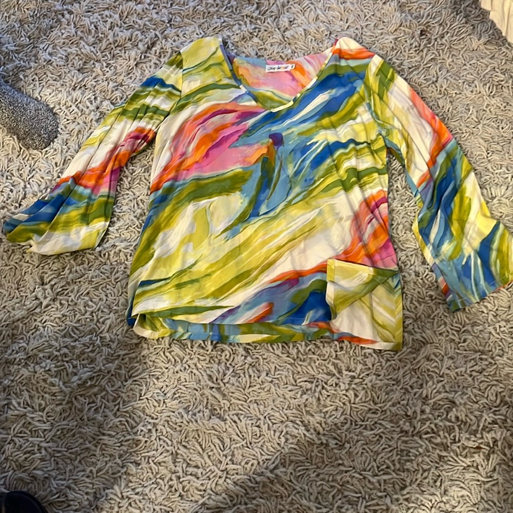 Jams world top long sleeve multi color like new slits on the sides